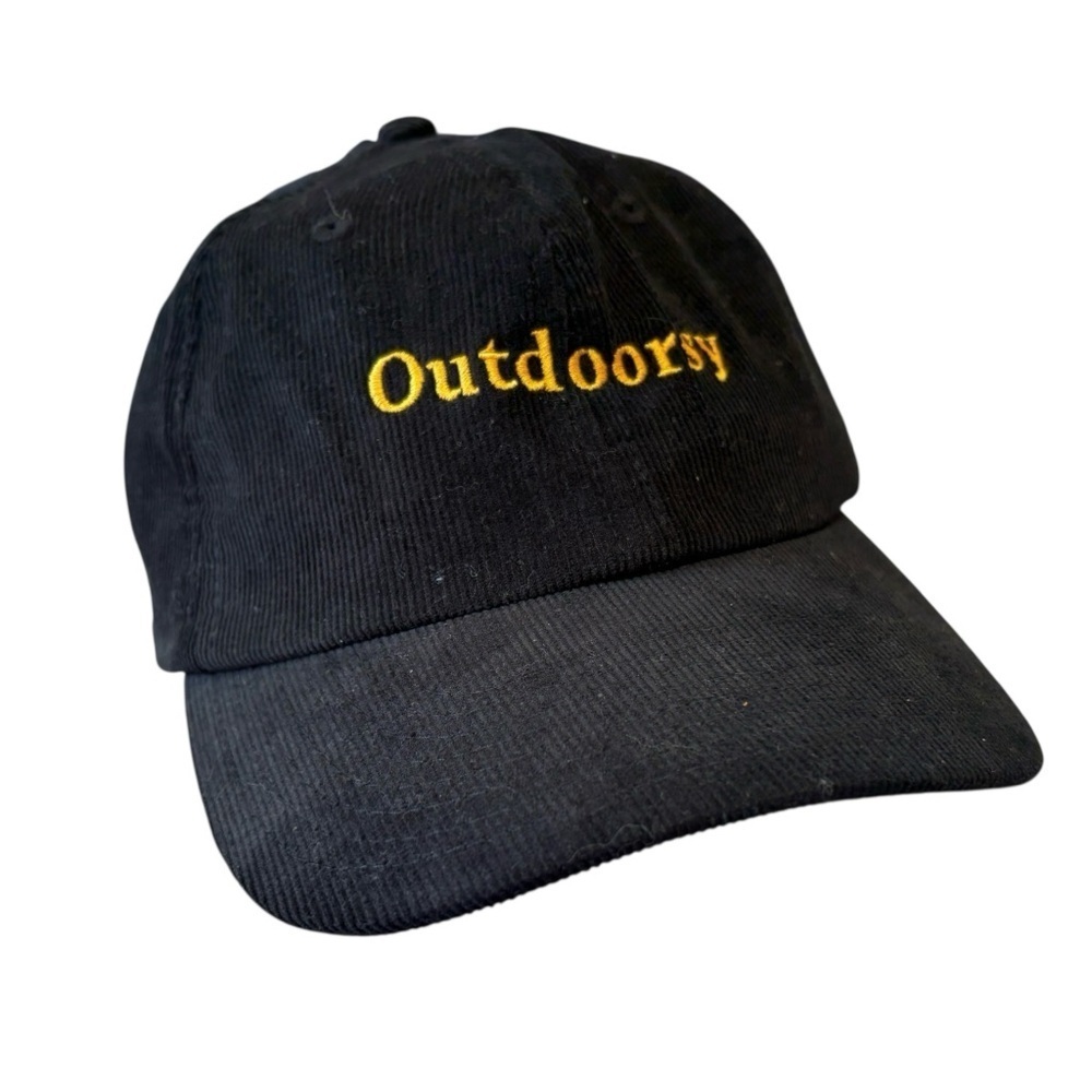 NWT Beechfield Outdoorsy Baseball Cap Corduory Black Adjustable Embroidered